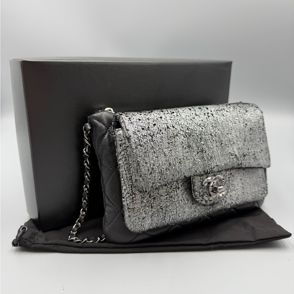 Chanel Mixed Metallic and lambskin double Pochette